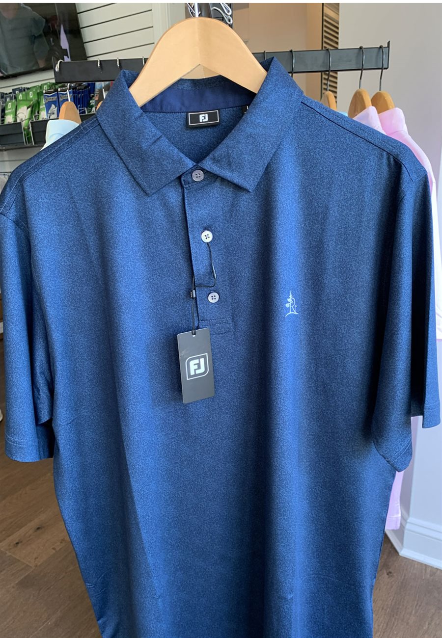 Blue Pine Ridge branded polo shirt on a hanger